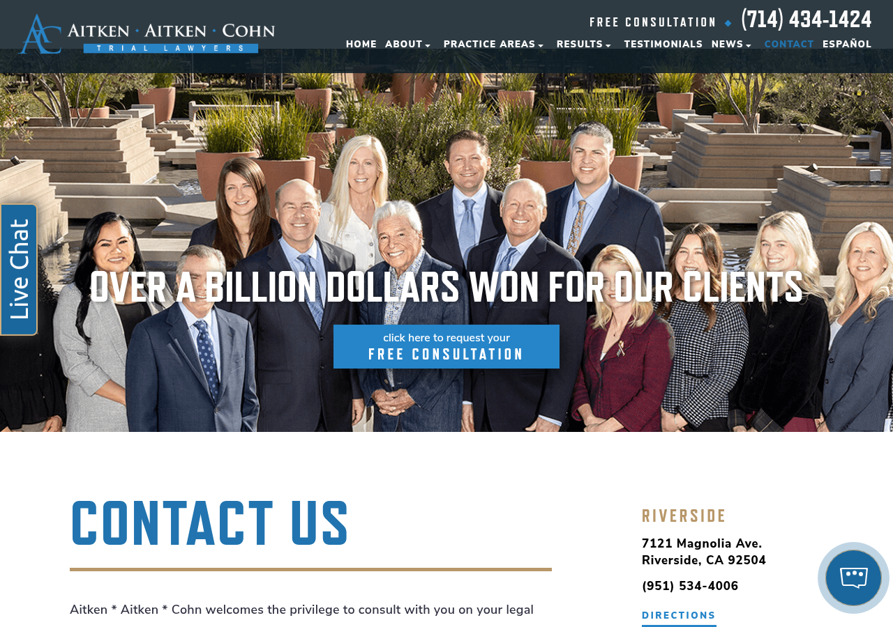 Screenshot of Contact Us | Aitken * Aitken * Cohn