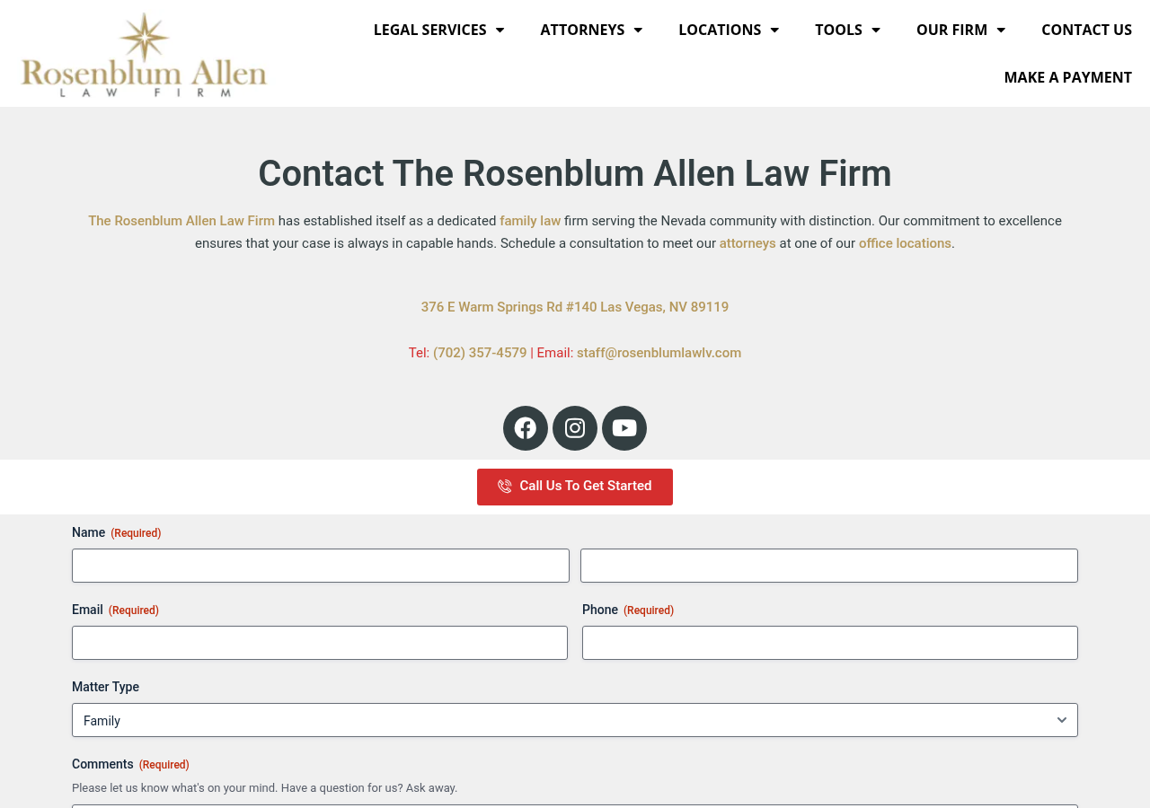 Screenshot of Contact The Rosenblum Allen Law Firm | Las Vegas NV
