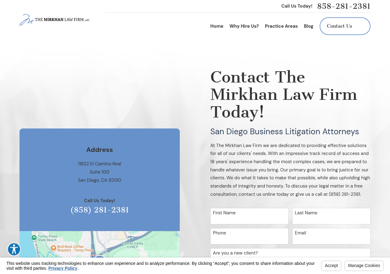 Screenshot of Contact Us | San Diego Business Litigation Attorneys