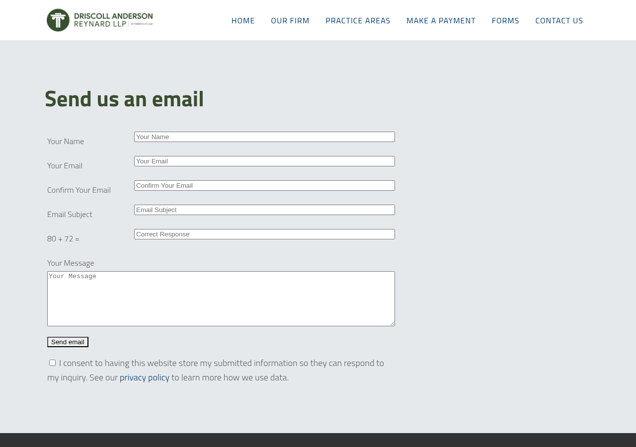Screenshot of Contact Us – Driscoll Anderson Reynard LLP