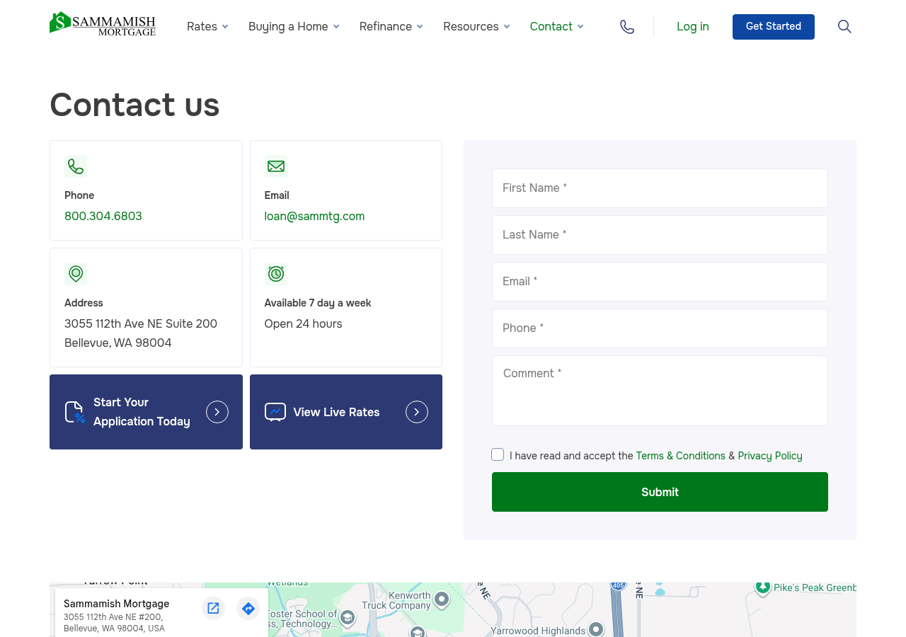 Screenshot of Contact Us To Get Started Today