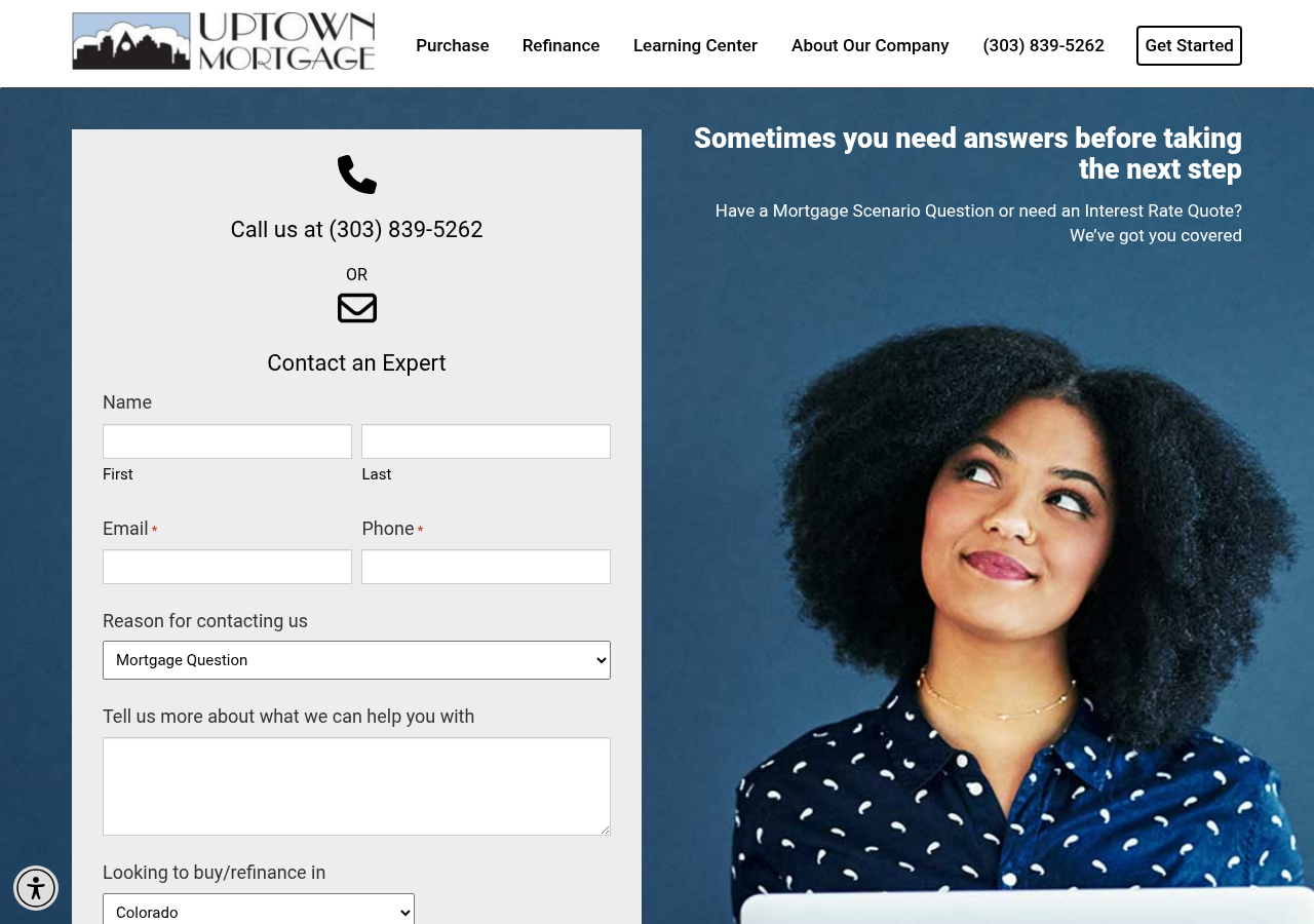 Screenshot of Contact Us | Uptown Mortgage