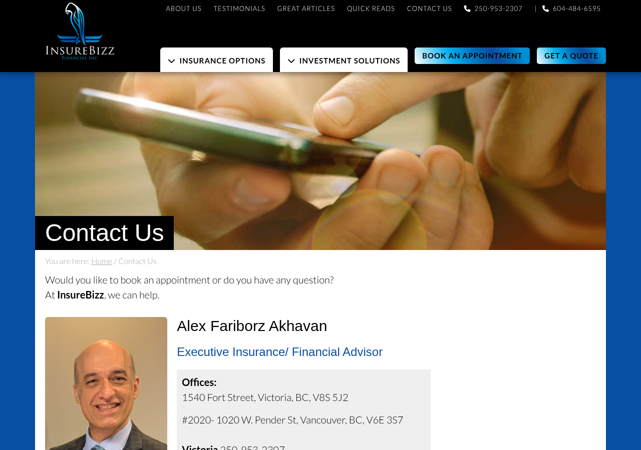 Screenshot of Contact Financial Advisor in Victoria & Vancouver