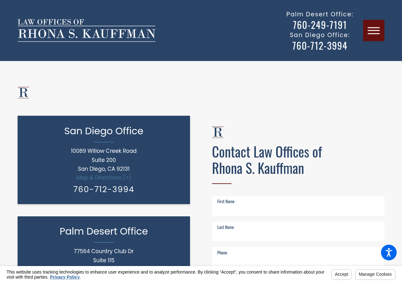 Screenshot of Contact | Law Offices of Rhona S. Kauffman
