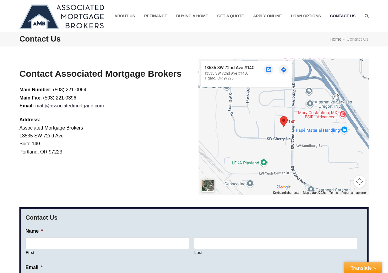 Screenshot of Contact Us - Associated Mortgage Brokers