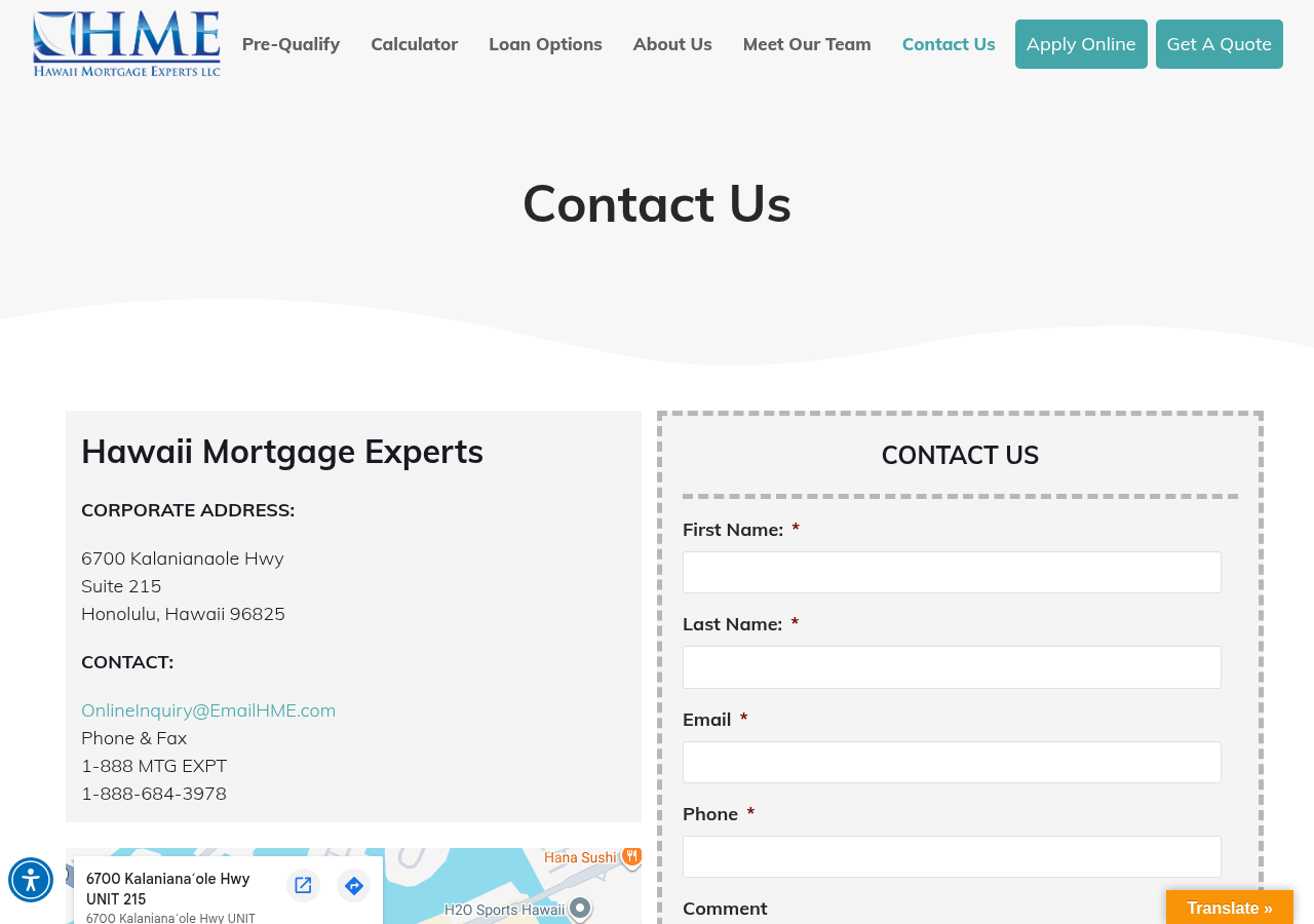 Screenshot of Contact Us - Hawaii Mortgage Experts
