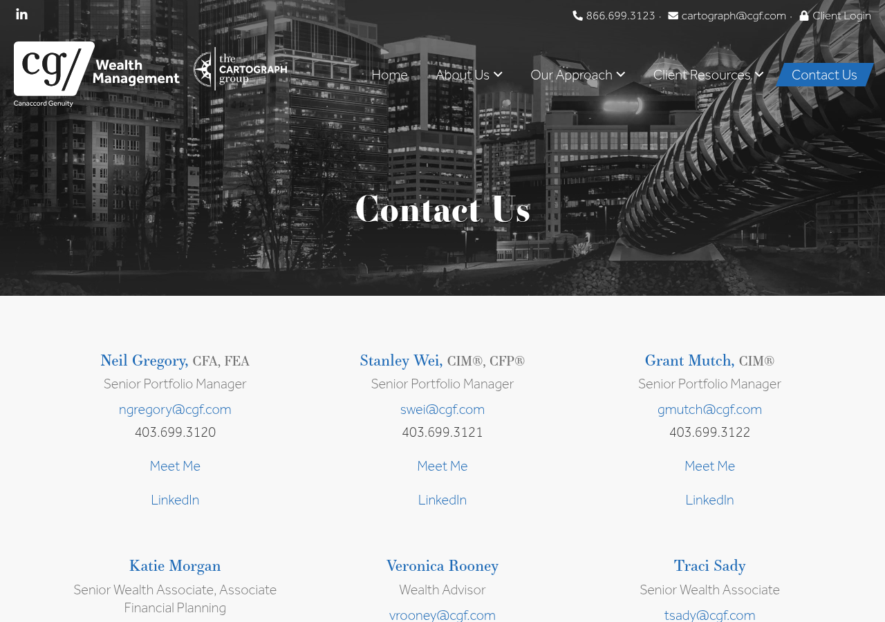 Screenshot of Contact Us · The Cartograph Group · CG Wealth Management