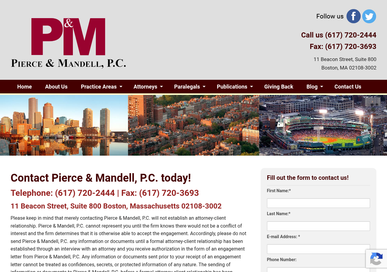Screenshot of Call 617-720-2444, Pierce & Mandell, P.C., 11 Beacon St., Suite 800, Boston, MACall 617-720-2444, Pierce & Mandell, P.C., 11 Beacon St., Suite 800, Boston, MA