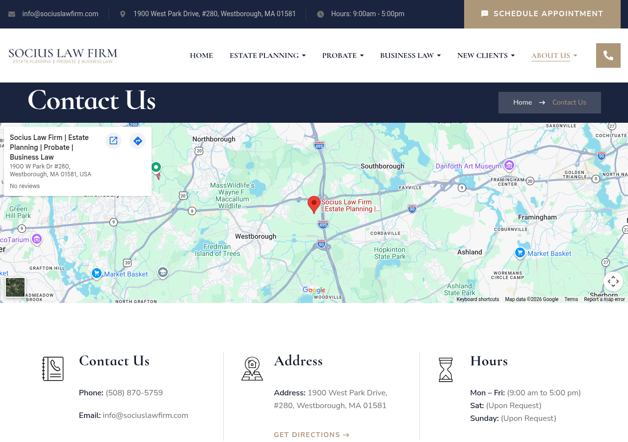 Screenshot of Contact Us | Estate Planning Attorney | Socius Law FirmArtboard 32Artboard 37