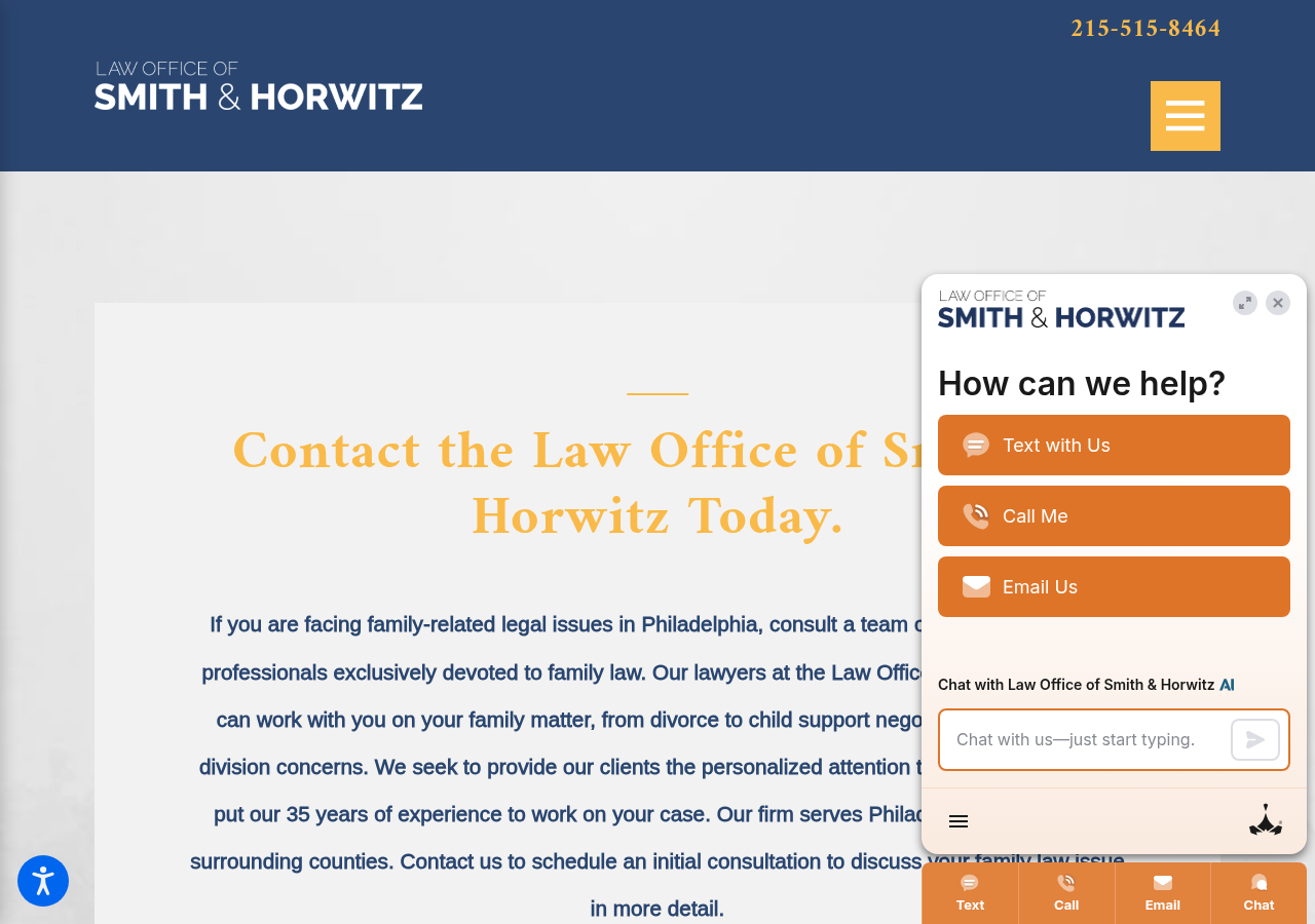 Screenshot of Contact Us | Law Office of Smith & Horwitz