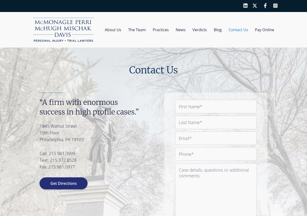 Screenshot of Contact | McMonagle Perri | Criminal Law Firm | Philadelphia PA