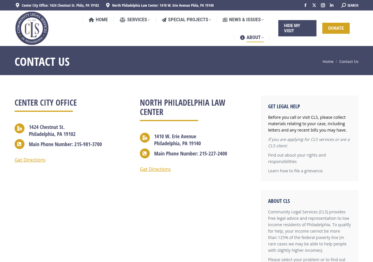 Screenshot of Contact Us - Community Legal Services