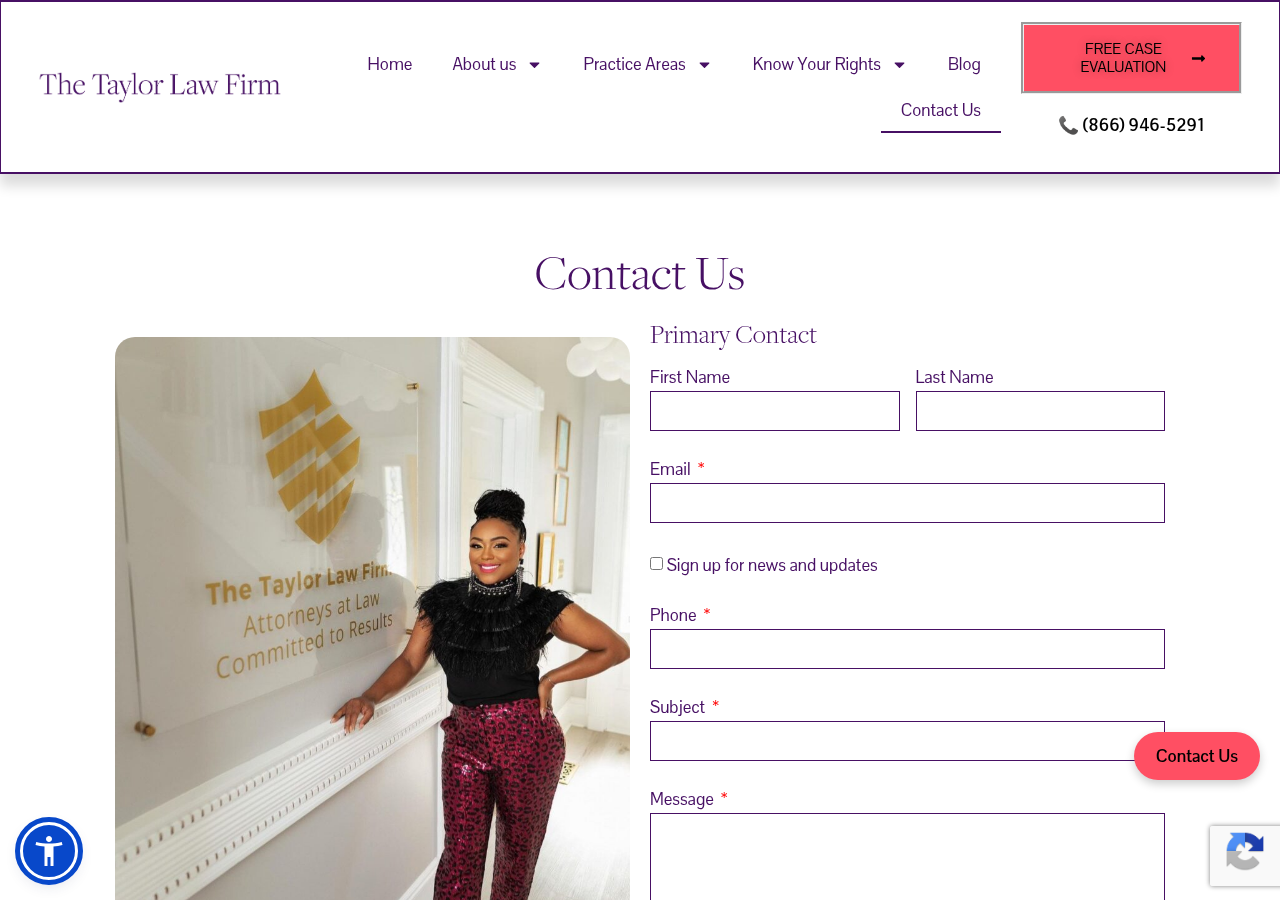Screenshot of Contact Us - The Taylor Law Firm