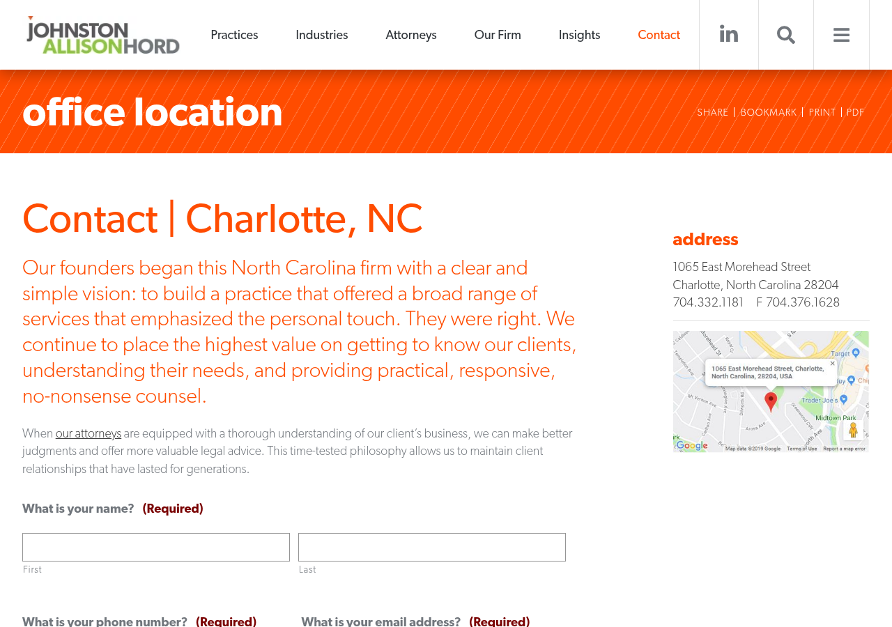 Screenshot of Contact | Charlotte, NC | Johnston, Allison & Hord, PA