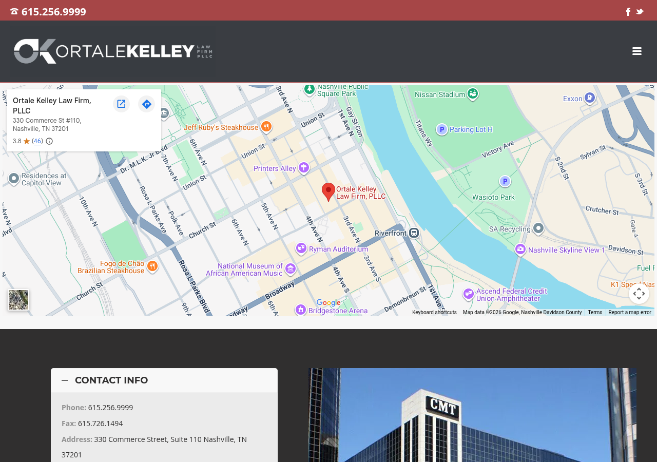 Screenshot of Contact Us | Ortale Kelley Law Firm, PLLC
