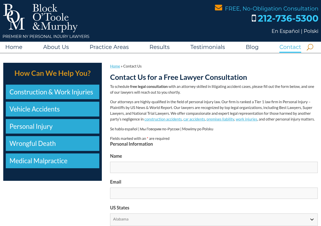 Screenshot of Free Lawyer Consultation | Personal Injury | New York & New Jersey