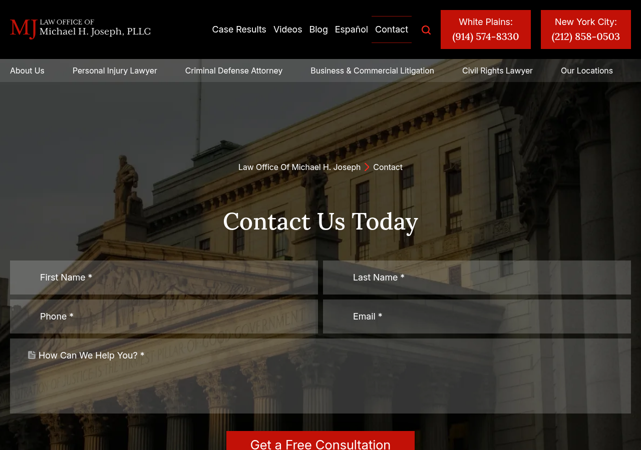 Screenshot of Contact Page | Law Offices of Michael H. Joseph