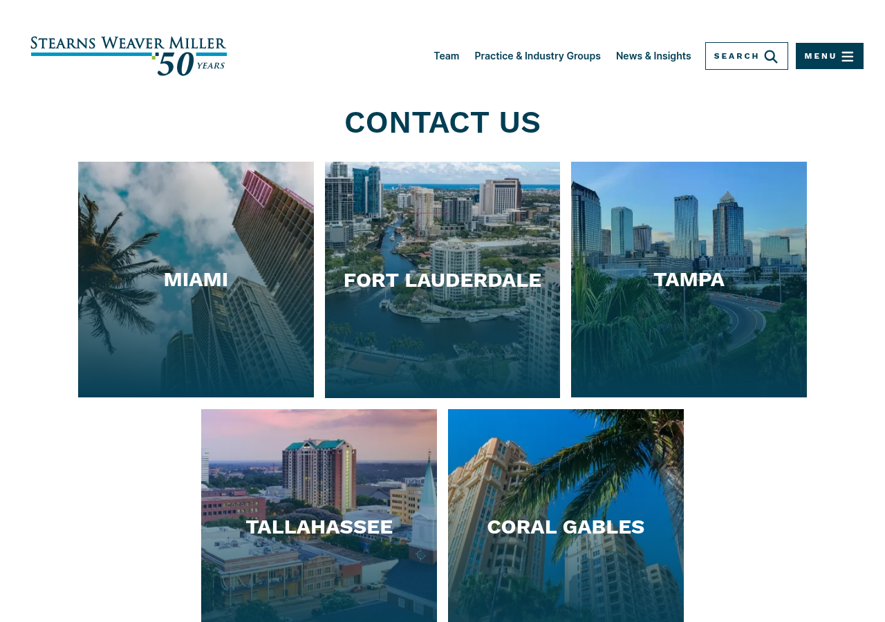 Screenshot of Contact Us | Stearns Weaver Miller