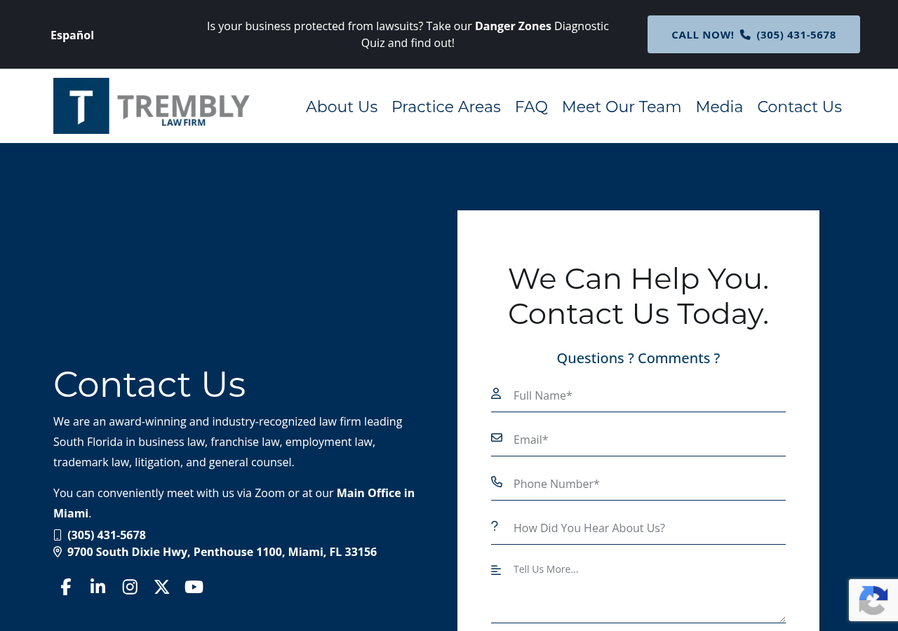 Screenshot of Contact Us - Trembly Law Firm - Florida Business Lawyers