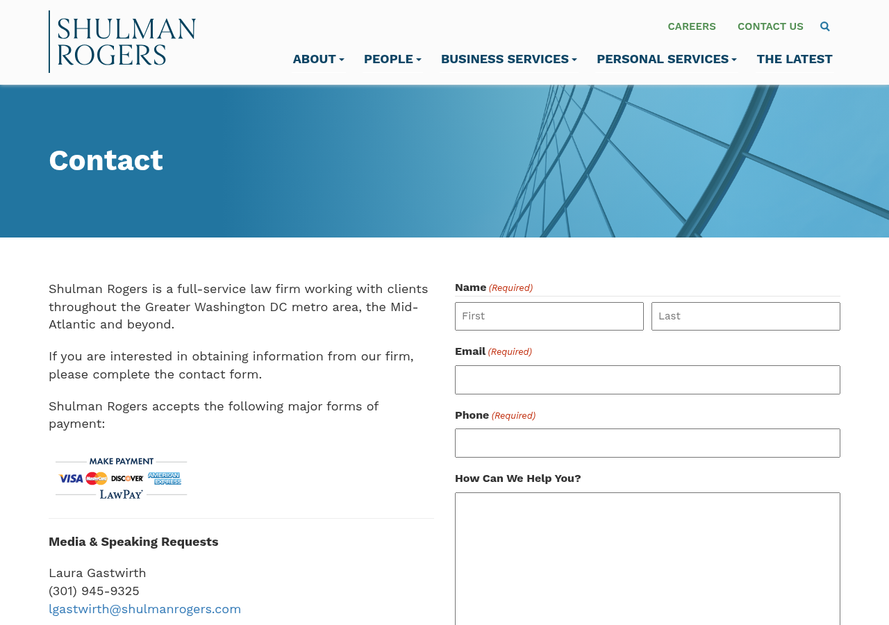 Screenshot of Contact Shulman Rogers | Top Attorneys