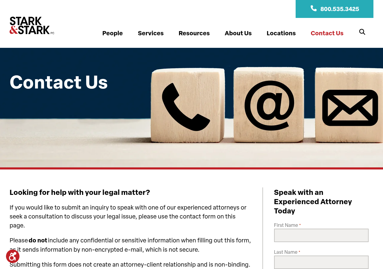 Screenshot of Contact Us | Stark & Stark