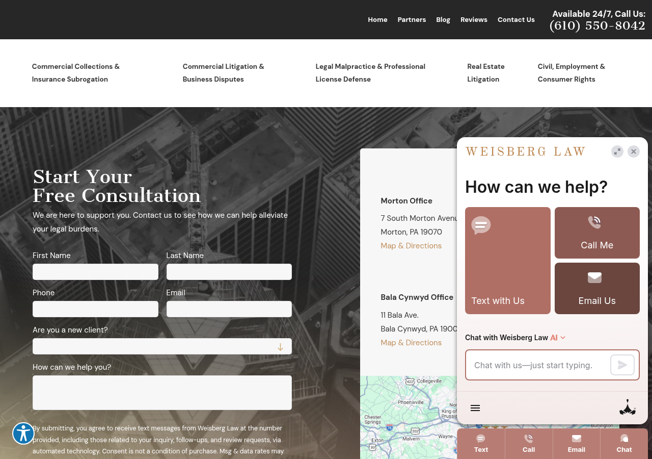 Screenshot of Contact Us | Weisberg Law