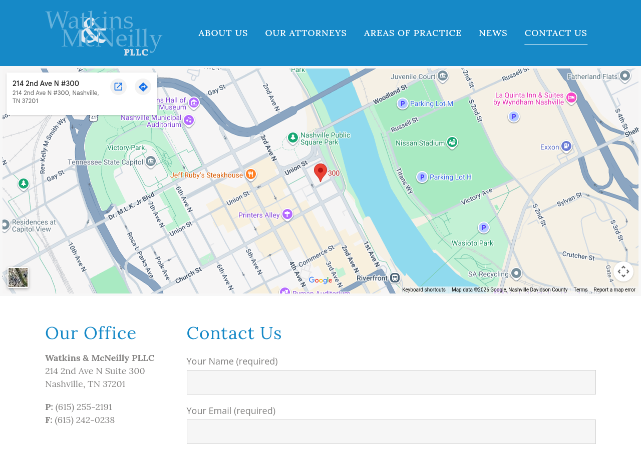 Screenshot of Watkins & McNeilly | Contact Us