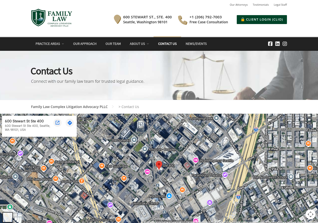 Screenshot of Contact Family Law Attorneys Seattle | FLCL Advocacy PLLC