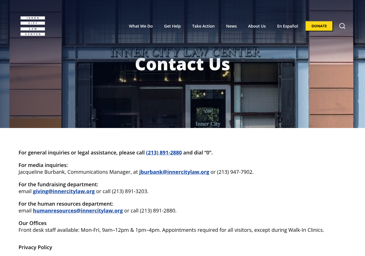 Screenshot of Contact Us   
			    Contact Us – Inner City Law