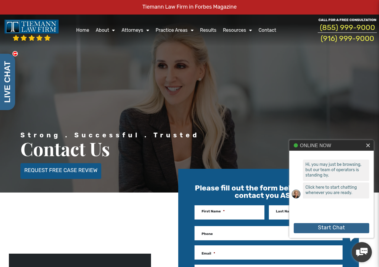 Screenshot of Free Consultation: (916) 999-9000 + Personal Injury Lawyers