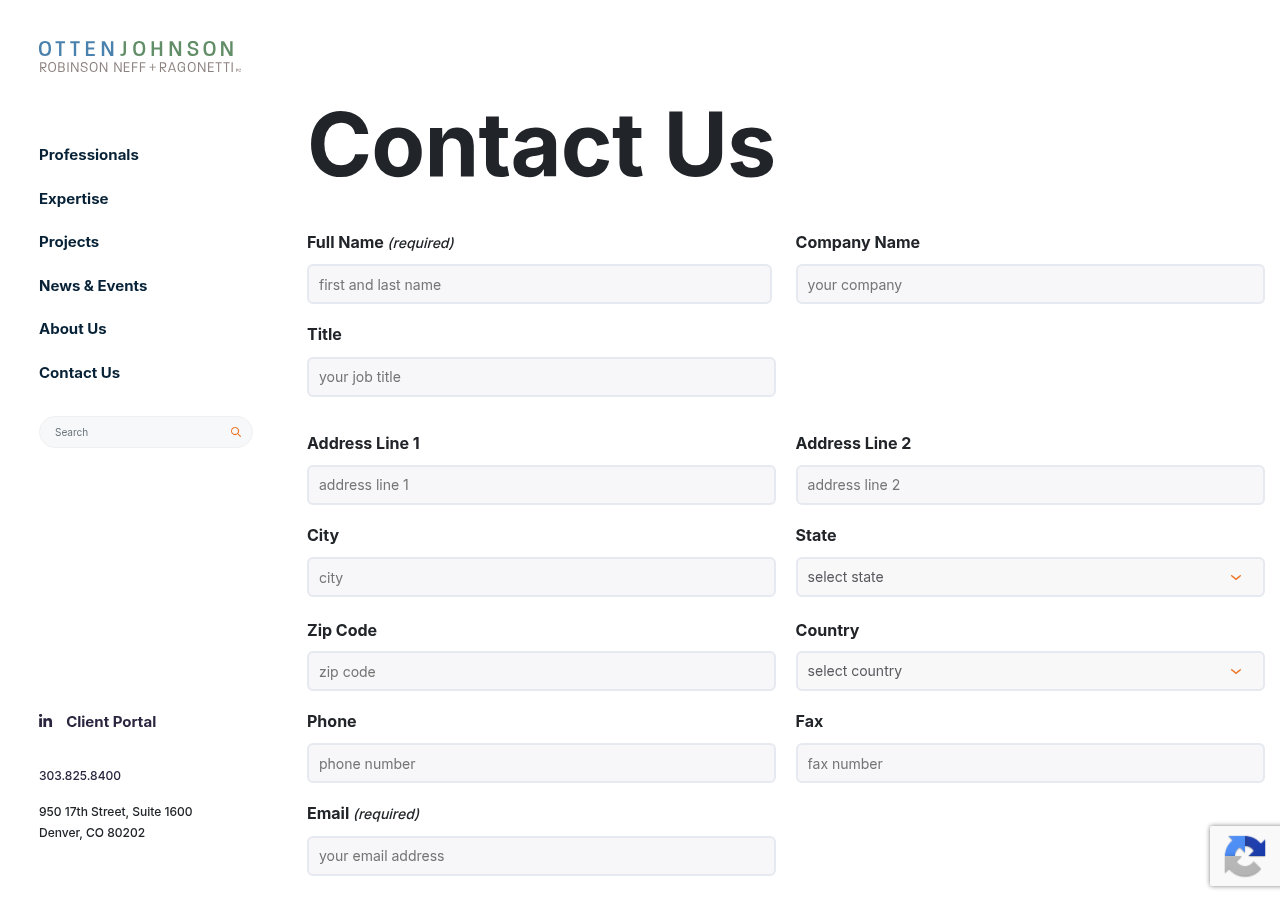 Screenshot of Contact Us | Otten Johnson