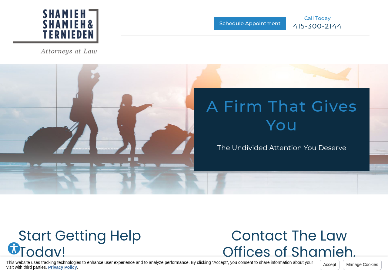 Screenshot of Contact Us | Law Offices of Shamieh, Shamieh & Ternieden