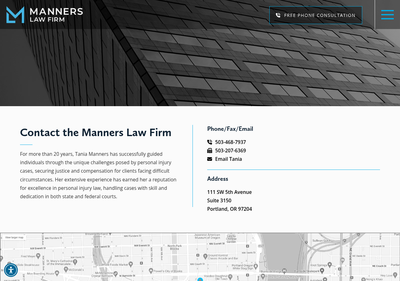 Screenshot of Contact Us | Manners Law Firm | Portland