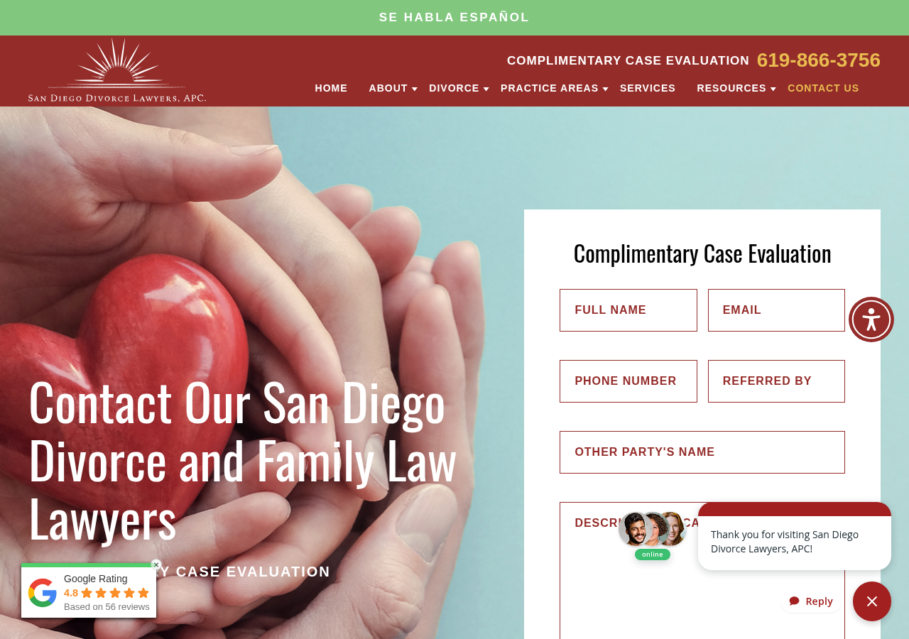 Screenshot of Contact Our San Diego Divorce Lawyers | San Diego Divorce Lawyers, APC