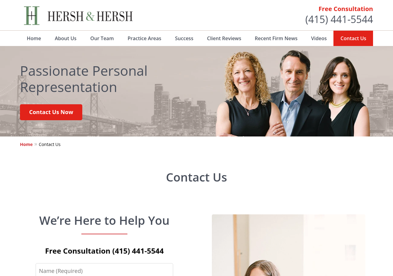 Screenshot of Contact Us | San Francisco Personal Injury Lawyer Hersh & Hersh