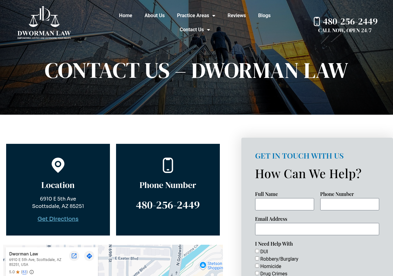 Screenshot of Contact Us - Dworman Law