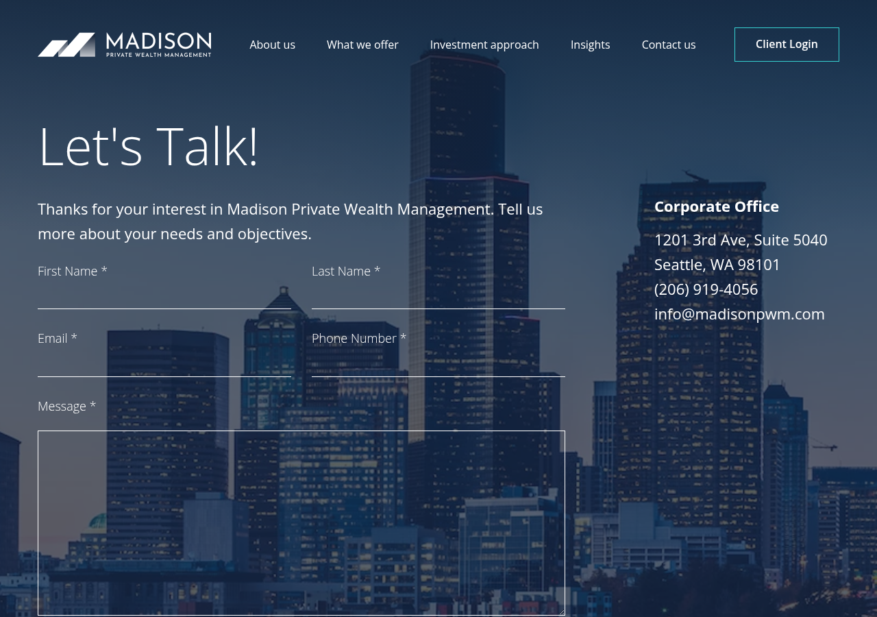 Screenshot of Contact Information | Madison Private Wealth Management