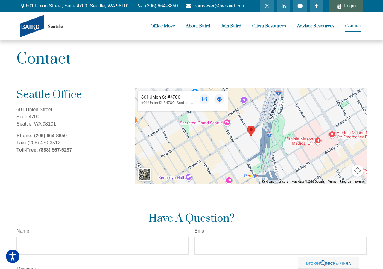 Screenshot of Contact | Baird's Seattle Office