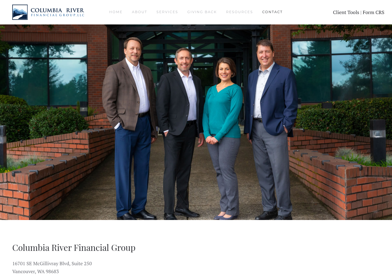Screenshot of Contact - Columbia River Financial Group