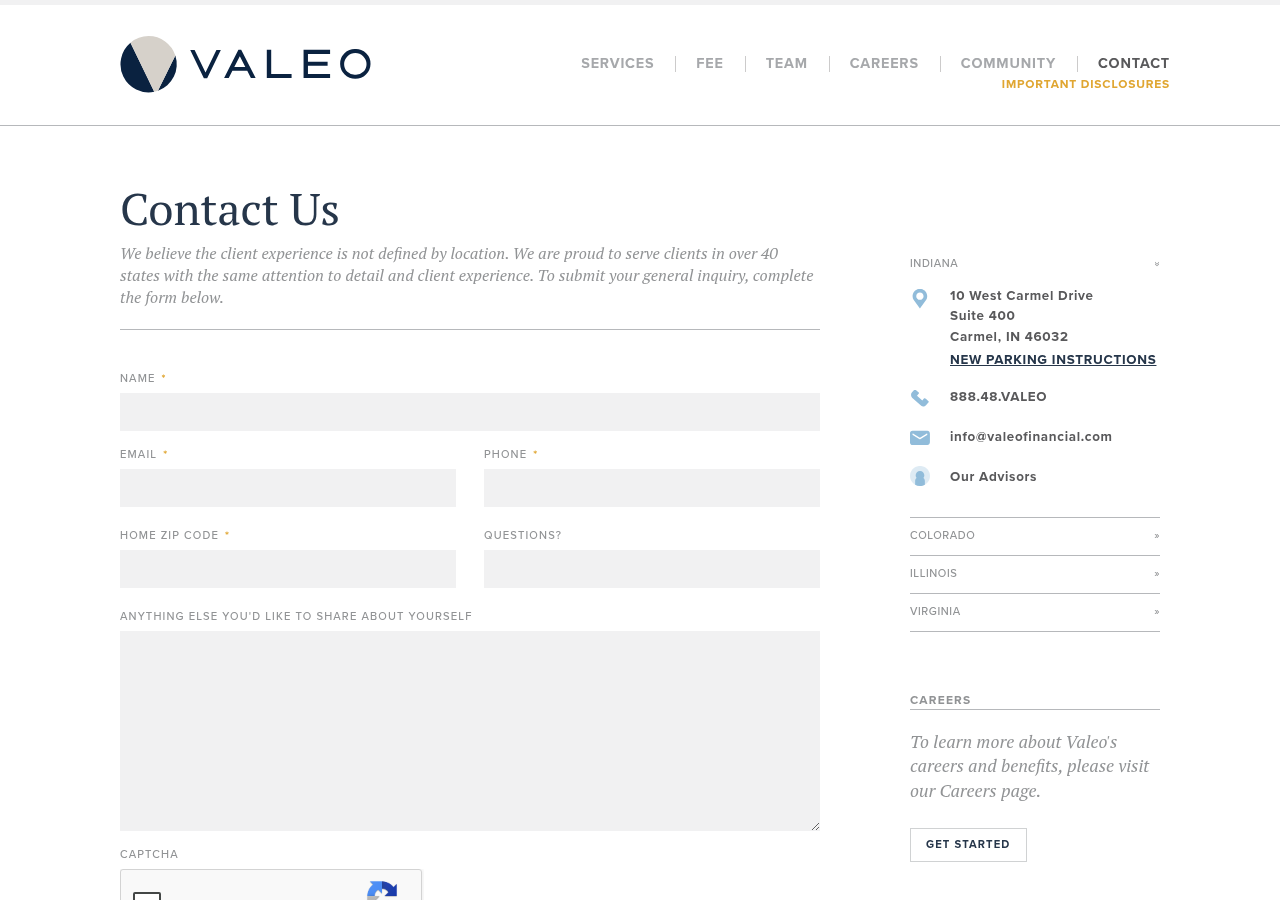Screenshot of Contact | Valeo Financial Advisors - Valeo Financial Advisors