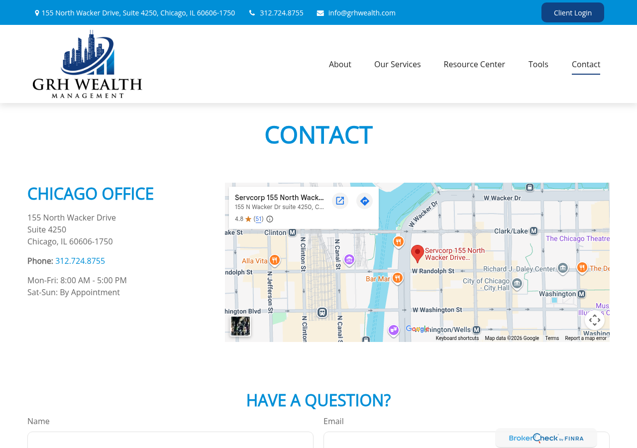 Screenshot of Contact | GRH Wealth Management