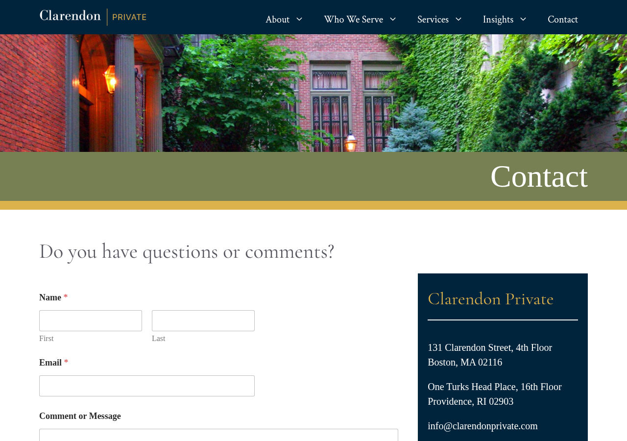 Screenshot of Clarendon Private | Contact a Boston, MA Financial Advisor
