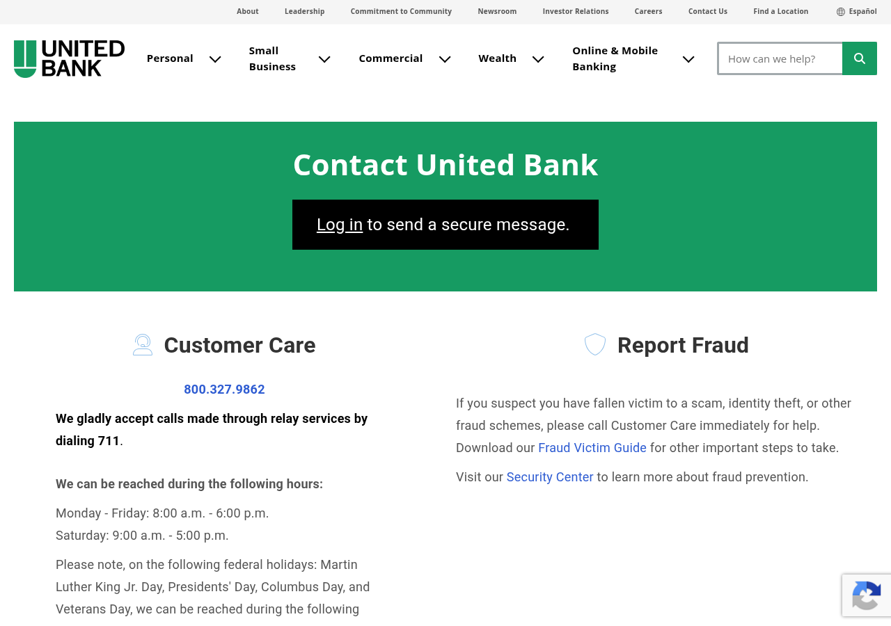 Screenshot of Contact Us