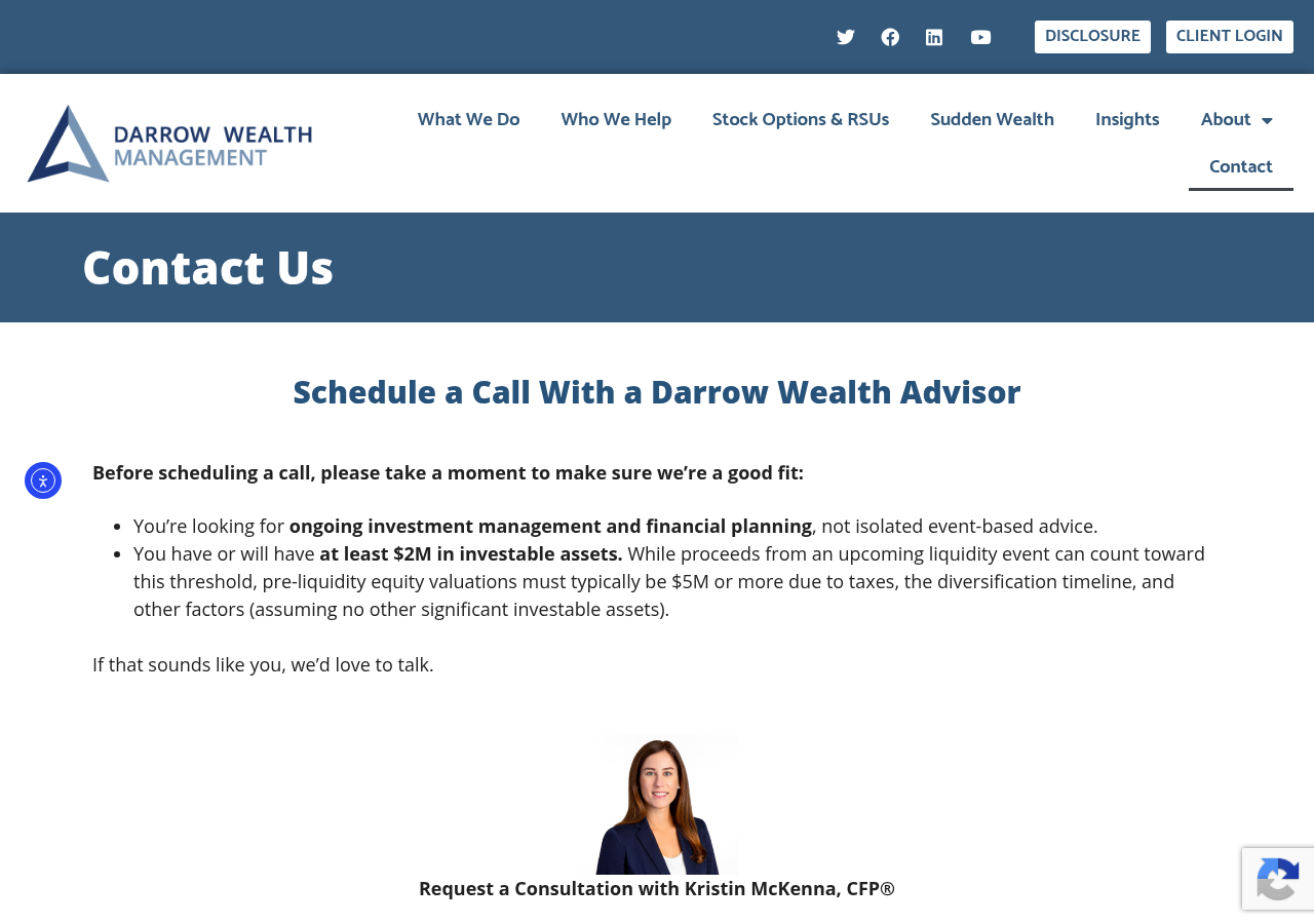 Screenshot of Speak with a Financial Advisor | Darrow Wealth Management