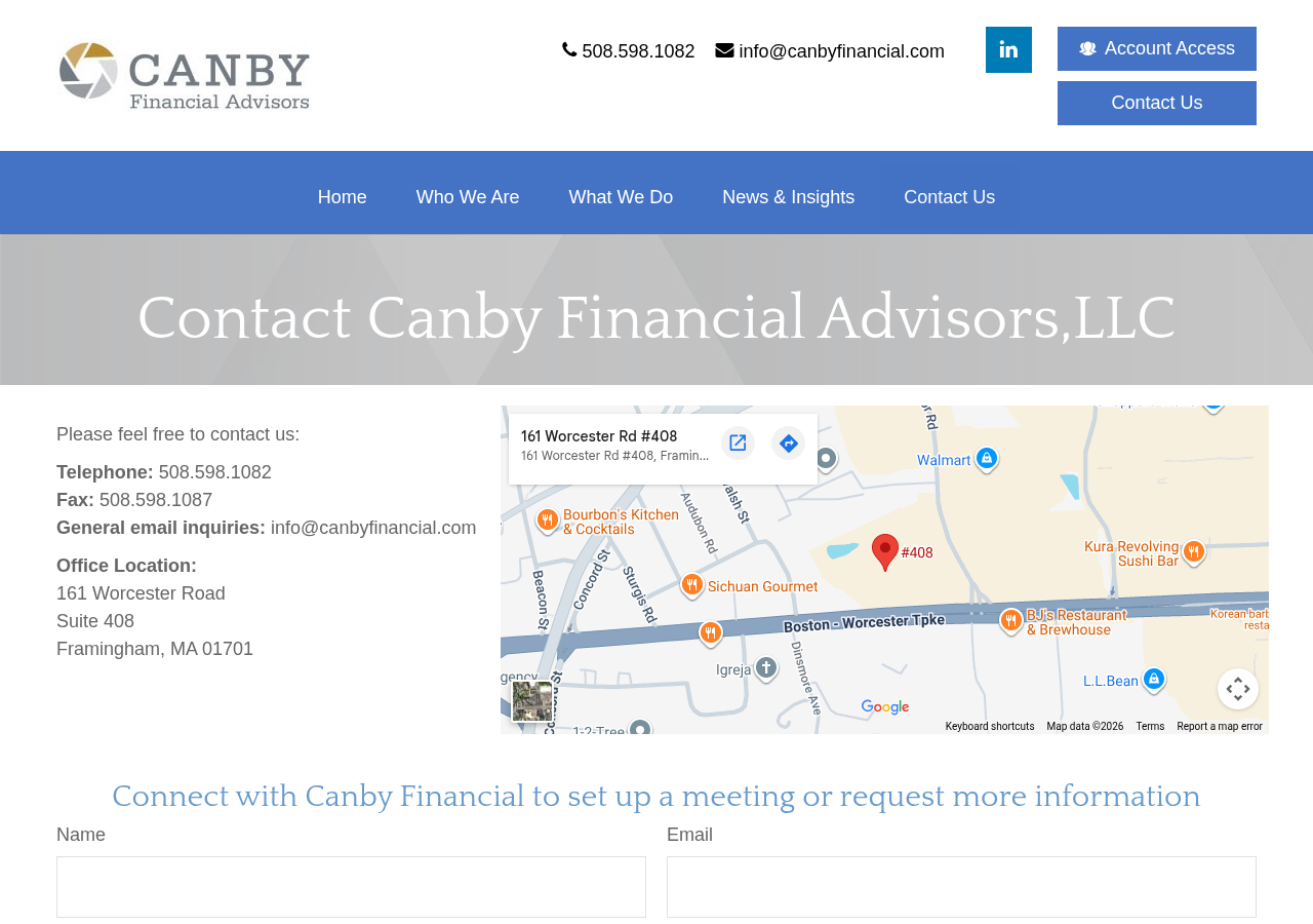 Screenshot of Contact | Canby Financial Advisors, LLC