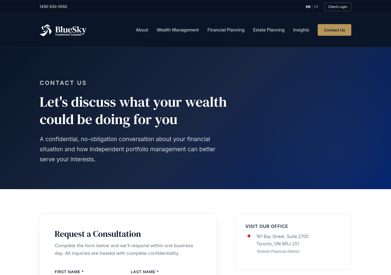 Screenshot of Contact | BlueSky Investment Counsel