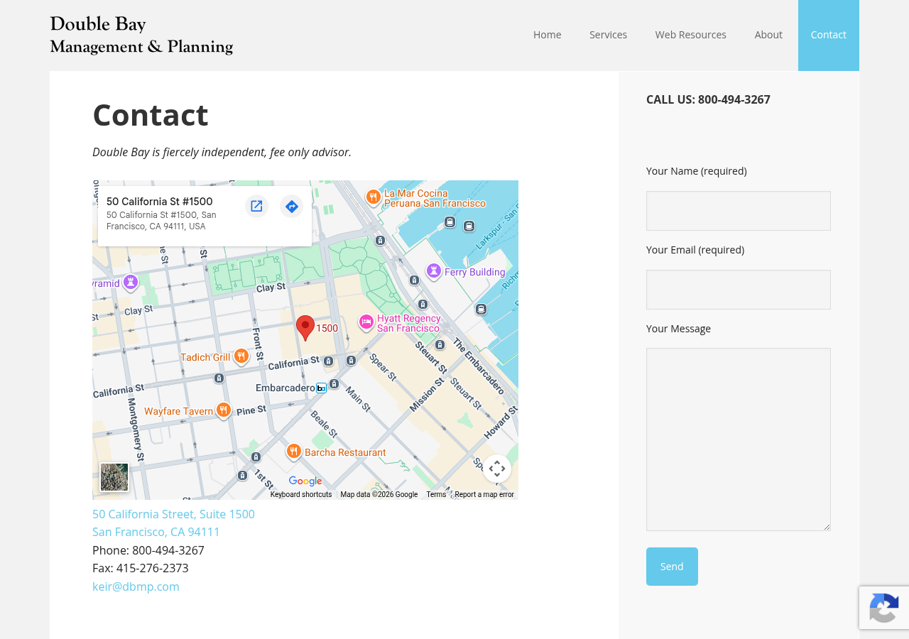 Screenshot of Contact - Double Bay Management & Planning