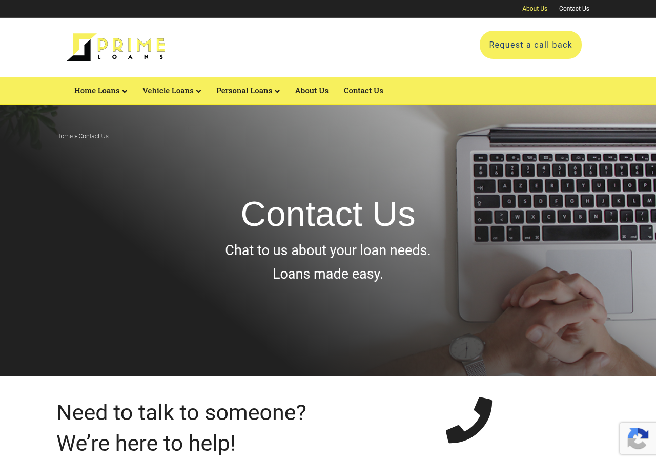 Screenshot of Contact Us - Prime Loans Mortgage Broker Sydney