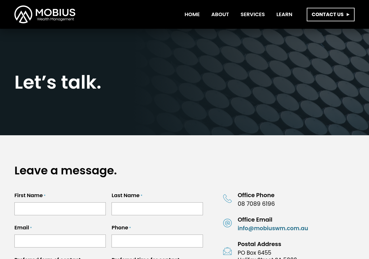 Screenshot of Contact Us | Financial Planning Adelaide | Mobius Wealth Management North Adelaide