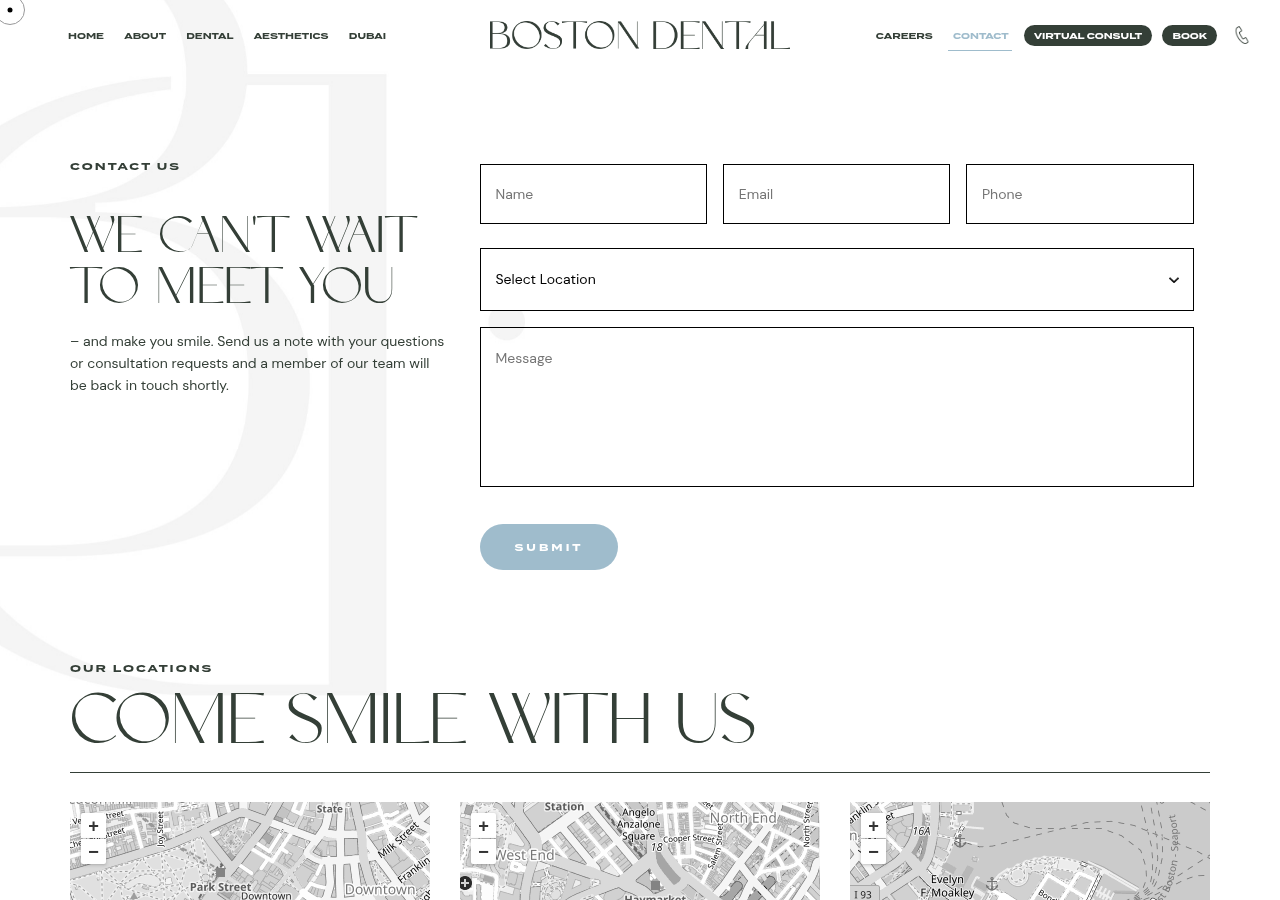 Screenshot of Contact Boston Dental | Get in Touch